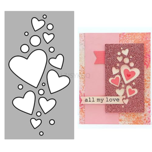 Herz-Stanzformen für Kartenherstellung, hohle Herz-Kreis-Metall-Stanzformen für Papier, Scrapbooking, DIY-Schablonen für Album, Party, Hochzeit, Festivals, Dekoration von LZJSYKDQ