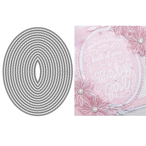 Hintergrundplatten-Stanzformen für Kartenherstellung, ovale Spitze, Metall-Stanzformen für Papier, Scrapbooking, DIY-Schablonen für Album, Party, Hochzeit, Festivals, Dekoration von LZJSYKDQ