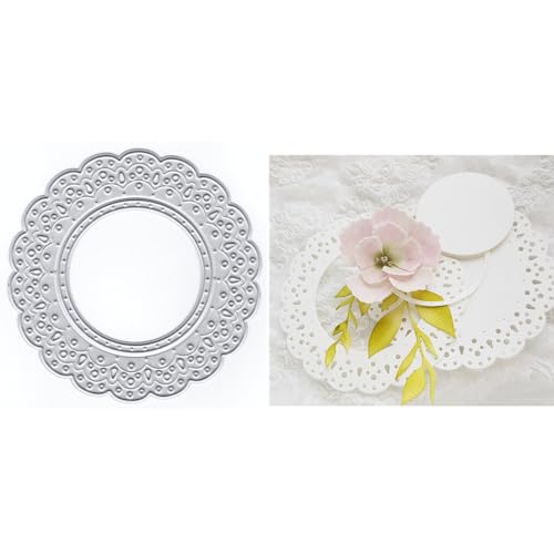 Hohle Spitzenetiketten-Stanzformen für Kartenherstellung, runde Etiketten-Metall-Stanzformen für Papier, Scrapbooking, DIY-Schablonen für Album, Party, Hochzeit, Festivals, Dekoration Hohle Spitzenetiketten-Stanzformen für Kartenherstellung, runde Etiketten-Metall-Stanzformen für Papier, Scrapbooking, DIY-Schablonen für Album, Party, Hochzeit, Festivals, Dekoration von LZJSYKDQ