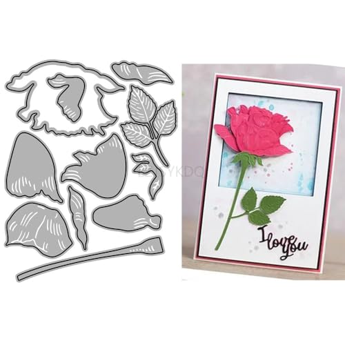 Pflanzen-Stanzformen für Kartenherstellung, Patchwork-Rosen-Blumen-Metall-Stanzformen für Papier, Scrapbooking, DIY-Schablonen für Album, Party, Hochzeit, Festivals, Dekoration von LZJSYKDQ