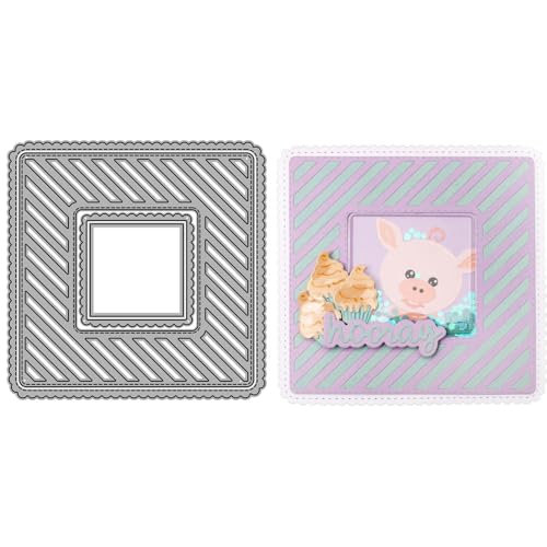 Quadratische Spitzen-Hintergrund-Stanzformen für Kartenherstellung, quadratische Hohllinien, Bordüre, Metall-Stanzformen für Papier, Scrapbooking, DIY-Schablonen für Album, Party, Hochzeit, Festivals von LZJSYKDQ