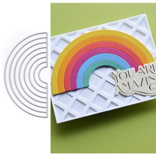 Regenbogen-Streifen-Stanzformen für Kartenherstellung, fächerförmige Metall-Stanzformen für Papier-Scrapbooking, DIY-Schablonen für Album, Party, Hochzeit, Festivals, Dekoration, KDQ1098 von LZJSYKDQ