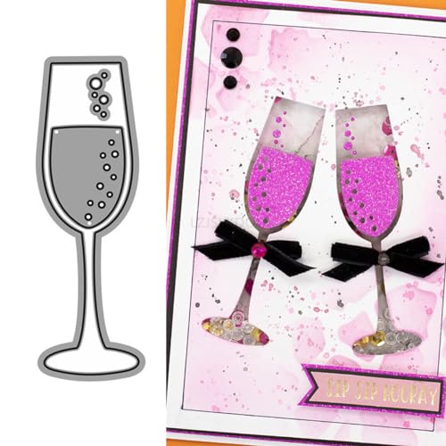 Rotweinglas-Stanzformen für Kartenherstellung, Wein-Metall-Stanzformen für Papier, Scrapbooking, DIY-Schablonen für Album, Party, Hochzeit, Festivals, Dekoration von LZJSYKDQ