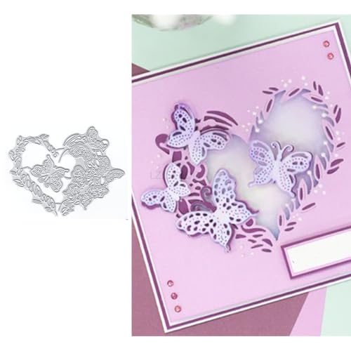 Schmetterlings-Spitzen-Stanzformen für Kartenherstellung, liebevolles Herz, Metall-Stanzformen für Papier, Scrapbooking, DIY-Schablonen für Album, Party, Hochzeit, Festivals, Dekoration von LZJSYKDQ