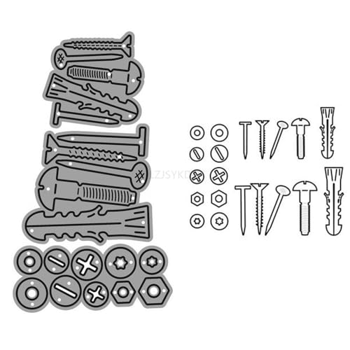 Schrauben-Nagel-Stanzformen für Kartenherstellung, genagelte Metall-Stanzformen für Papier, Scrapbooking, DIY-Schablonen für Album, Party, Hochzeit, Festivals, Dekoration Schrauben-Nagel-Stanzformen für Kartenherstellung, genagelte Metall-Stanzformen für Papier, Scrapbooking, DIY-Schablonen für Album, Party, Hochzeit, Festivals, Dekoration von LZJSYKDQ