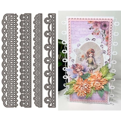 Spitzen-Stanzformen für Kartenherstellung, vier Arten von hohlen Spitzen-Metall-Stanzformen für Papier-Scrapbooking, DIY-Schablonen für Album, Party, Hochzeit, Festivals, Dekoration Spitzen-Stanzformen für Kartenherstellung, vier Arten von hohlen Spitzen-Metall-Stanzformen für Papier-Scrapbooking, DIY-Schablonen für Album, Party, Hochzeit, Festivals, Dekoration von LZJSYKDQ