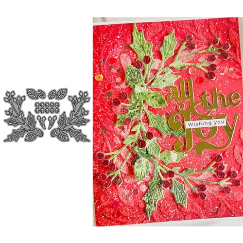 Stechpalmenzweige Stanzformen für Kartenherstellung, Pflanzen-Metall-Stanzformen für Papier, Scrapbooking, DIY-Schablonen für Album, Party, Hochzeit, Festivals, Dekoration Stechpalmenzweige Stanzformen für Kartenherstellung, Pflanzen-Metall-Stanzformen für Papier, Scrapbooking, DIY-Schablonen für Album, Party, Hochzeit, Festivals, Dekoration von LZJSYKDQ