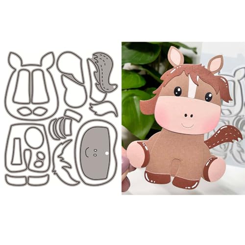 Tier-Stanzformen für Kartenherstellung, Spleißen Pferd, Metall-Stanzformen für Papier, Scrapbooking, DIY-Schablonen für Album, Party, Hochzeit, Festivals, Dekoration von LZJSYKDQ