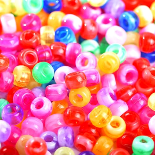 600 bunte Pony-Perlen aus Acryl, 9mm Durchmesser, zum Basteln von Armbändern, Haarbändern und anderem Schmuck. Ideal als Geburtstagsgeschenk für Mädchen. 600 bunte Pony-Perlen aus Acryl, 9mm Durchmesser, zum Basteln von Armbändern, Haarbändern und anderem Schmuck. Ideal als Geburtstagsgeschenk für Mädchen. von LZKHEH