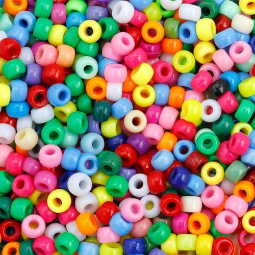 LZKHEH 600 Bunte Pony-Perlen aus Acryl, 9mm Durchmesser, zum Basteln von Armbändern, Haarbändern und anderem Schmuck Mädchen. LZKHEH 600 Bunte Pony-Perlen aus Acryl, 9mm Durchmesser, zum Basteln von Armbändern, Haarbändern und anderem Schmuck Mädchen. von LZKHEH