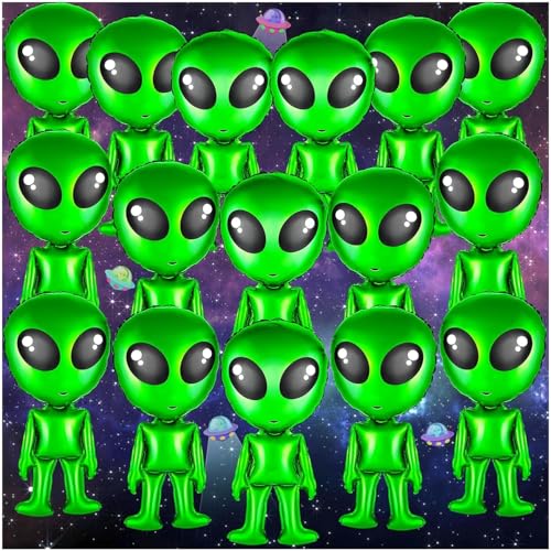 16 Stück Alien-Luftballons, 81,3 cm, aufblasbarer grüner Alien-Ballon, lustig, aufblasbar, Alien, für Alien-Party, Halloween, Weihnachten, Geburtstagsdekoration von LZMDISU