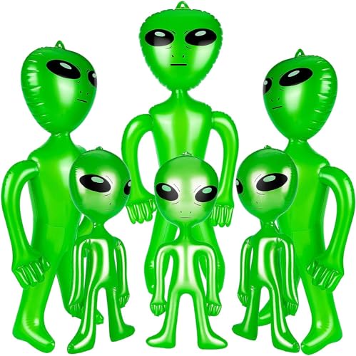 6 Stück Halloween Alien Aufblasbar - 89,9 cm Große und 53,3 cm Kleine Ballons für Alien-Party, Halloween, Weihnachten, Geburtstagsdekoration (Grün) von LZMDISU