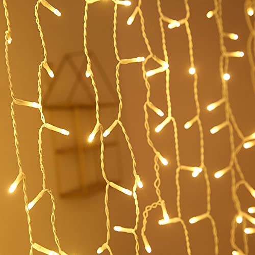 LZQ 10M LED Lichterkette Lichterwand Lichtervorhang für Außen und Innen 400 LEDs Warmweiß Lichterkettenvorhang mit 8 Modi, IP44 Weihnachtsbeleuchtung Weihnachtsdeko Lichterdeko (10M, Wassertropfen) LZQ 10M LED Lichterkette Lichterwand Lichtervorhang für Außen und Innen 400 LEDs Warmweiß Lichterkettenvorhang mit 8 Modi, IP44 Weihnachtsbeleuchtung Weihnachtsdeko Lichterdeko (10M, Wassertropfen) von LZQ