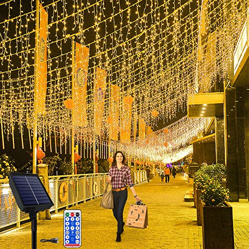 LZQ Solar Eisregen Lichterkette Warmweiß, 5M 200 LED Solar Lichterketten Weihnachtsbeleuchtung für Außen und Innen, mit 8 Modi Fernbedienung Timer, Wasserdicht Weihnachten Deko für Balkon Terrasse LZQ Solar Eisregen Lichterkette Warmweiß, 5M 200 LED Solar Lichterketten Weihnachtsbeleuchtung für Außen und Innen, mit 8 Modi Fernbedienung Timer, Wasserdicht Weihnachten Deko für Balkon Terrasse von LZQ