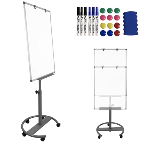 LZQ Whiteboard Magnetisch Flipchart Ständer, White Board auf Rollen, Mobil Whiteboards Höhenverstellbar, mit 1 Ablage,1 Radiergummi, 2 Flipchart Haken, 6 Whiteboard-Marker, 12 Magneten LZQ Whiteboard Magnetisch Flipchart Ständer, White Board auf Rollen, Mobil Whiteboards Höhenverstellbar, mit 1 Ablage,1 Radiergummi, 2 Flipchart Haken, 6 Whiteboard-Marker, 12 Magneten von LZQ