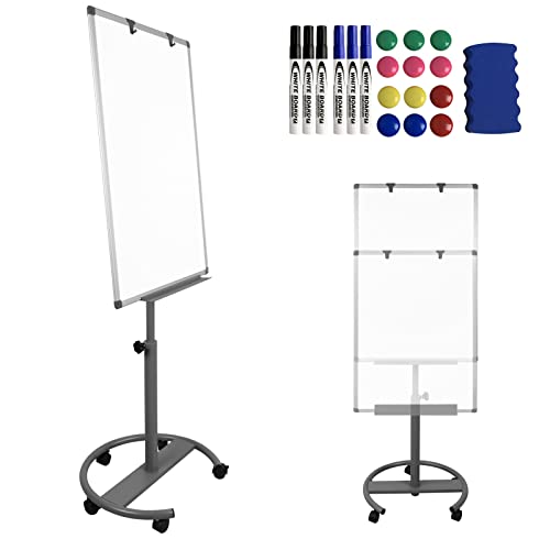 LZQ Whiteboard Magnetisch Flipchart Ständer, White Board auf Rollen, Mobil Whiteboards Höhenverstellbar, mit 2 Flipchart Haken, 6 Whiteboard-Marker, 12 Magneten, 1 Radiergummi, 1 Ablage LZQ Whiteboard Magnetisch Flipchart Ständer, White Board auf Rollen, Mobil Whiteboards Höhenverstellbar, mit 2 Flipchart Haken, 6 Whiteboard-Marker, 12 Magneten, 1 Radiergummi, 1 Ablage von LZQ