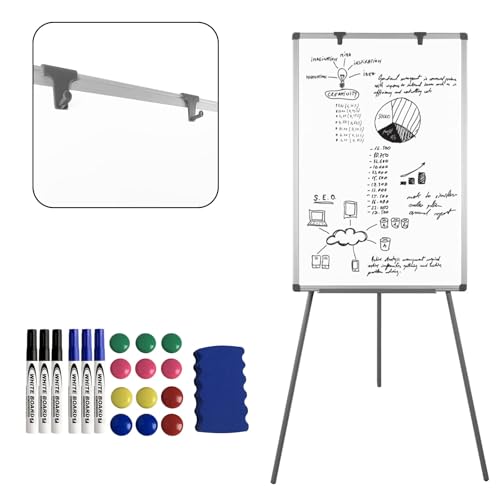 LZQ Whiteboard Magnetisch Flipchart Ständer, White Board mit Dreibein Ständer, Mobil Whiteboards Höhenverstellbares, mit 1 Radiergummi, Ablage, 2 Flipchart Haken, 6 Whiteboard-Marker, 12 Magneten, LZQ Whiteboard Magnetisch Flipchart Ständer, White Board mit Dreibein Ständer, Mobil Whiteboards Höhenverstellbares, mit 1 Radiergummi, Ablage, 2 Flipchart Haken, 6 Whiteboard-Marker, 12 Magneten, von LZQ