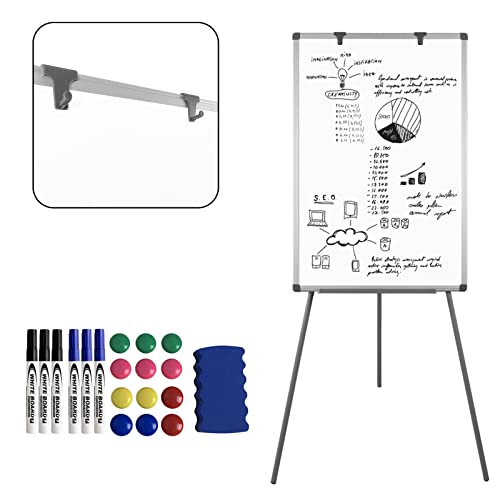 LZQ Whiteboard Magnetisch Flipchart Ständer, White Board mit Dreibein Ständer, Mobil Whiteboards Höhenverstellbares, mit 2 Flipchart Haken, 6 Whiteboard-Marker, 12 Magneten, 1 Radiergummi, Ablage LZQ Whiteboard Magnetisch Flipchart Ständer, White Board mit Dreibein Ständer, Mobil Whiteboards Höhenverstellbares, mit 2 Flipchart Haken, 6 Whiteboard-Marker, 12 Magneten, 1 Radiergummi, Ablage von LZQ