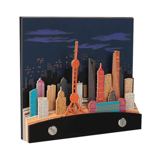 3D-Kalender, Kunstblöcke, 3D-Memo-Block, Kalender 2025, 3D-Shanghai-Architektur, Papierskulptur, Notizblock, Uhrwerk-Kalender 2025, handreißbarer 3D-Kunst-Memoblock, DIY-Desktop-Dekoration, Geschenk von LZQHQYVF