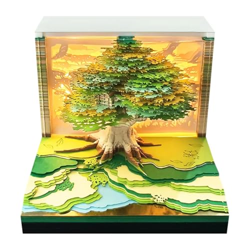 3D-Kalender, Kunstblöcke, 3D-Memo-Block, Kalender 2025, wunderbarer 3D-Kalender, Skulptur, Notizblock, Zeitmesserkalender 2025 mit Licht, handreißbarer 3D-Kunst-Memoblock, Schreibtisch-Dekoration von LZQHQYVF