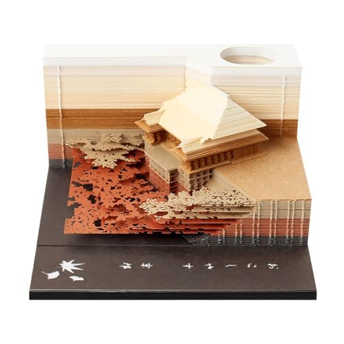 3D-Notizblock, 3D-Notizblock, Kunst, Haftnotizen, 3D-Kiyomizu-Tempelpapier, Skulptur, Kunst, Memo-Block, handreißfest, antihaftbeschichtet, mit Acryl-Box, kreative Kunstblöcke, Schreibtisch-Dekoration von LZQHQYVF