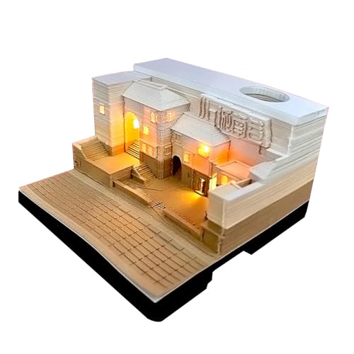 3D-Notizblock, 3D-Notizblock, Kunst-Haftnotizen, 3D-Kleinstadt, Südspur, Papierskulptur, Kunst, Memo-Block, handreißfest, antihaftbeschichtet, kreativer 3D-Notizblock mit Licht, Desktop-Dekoration von LZQHQYVF