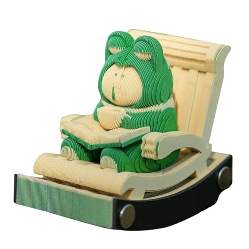 3D-Notizblock, 3D-Notizblock, Kunst-Haftnotizen, 3D-Schaukelstuhl, Frosch, Papierskulptur, Kunst, Memo-Block, handreißfest, antihaftbeschichtet, mit Acryl-Box, kreativer 3D-Notizblock von LZQHQYVF