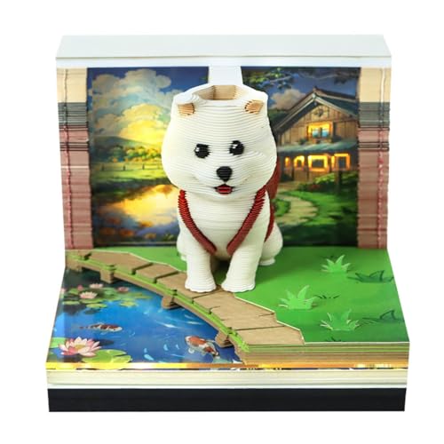 3D-Zeitmess-Kalender, 2026 Schreibtischkalender mit Licht, Rucksack, niedlicher Hund, Papierskulptur, Schreibtisch-Ornament, handzerrissene Kalender, Kunst-Notizblock, kreatives Papierskulptur 3D-Zeitmess-Kalender, 2026 Schreibtischkalender mit Licht, Rucksack, niedlicher Hund, Papierskulptur, Schreibtisch-Ornament, handzerrissene Kalender, Kunst-Notizblock, kreatives Papierskulptur von LZQHQYVF