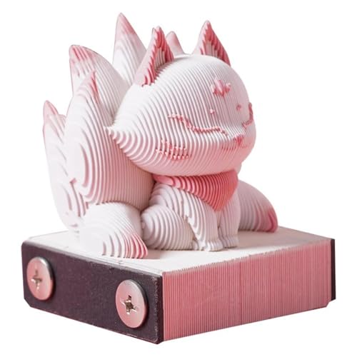 Artsy Blöcke, 3D-Notizblock, 3D-Notizblock, Kunst-Haftnotizen, neunschwanziger Fuchs, Papierskulptur, 3D-Notizblock, Kunstblock mit Acryl-Box, DIY, handreißfest, antihaftbeschichtet, kreative von LZQHQYVF