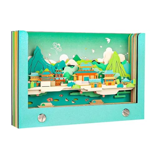 Artsy Pads, 3D-Notizblock, Kalender 2025, handzerreißbarer 3D-Notizblock, DIY-Zeitmesser-Kalender 2025, 3D-grüne Berge und grüne Gewässer, Papierskulptur, Memo-Block, 3D-Kalender von LZQHQYVF