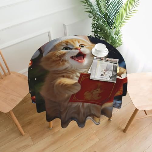 LZQPOEAS Tischdecke mit niedlicher Katze, Weihnachtslieder, 152,4 cm, rund, wasserdicht, schmutzabweisend, Esstischabdeckung, waschbar, Tischdecken für Picknick, Outdoor, Hochzeitsdekoration LZQPOEAS Tischdecke mit niedlicher Katze, Weihnachtslieder, 152,4 cm, rund, wasserdicht, schmutzabweisend, Esstischabdeckung, waschbar, Tischdecken für Picknick, Outdoor, Hochzeitsdekoration von LZQPOEAS