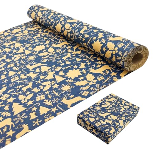 43 cm × 20 m Weihnachtsgeschenkpapierrolle, Kraftpapier Bedruckt mit verschiedenen Weihnachtsmustern, recycelbare Kraftpapierrolle für Weihnachten, Geburtstag, Hochzeit, Geschenkpapier 43 cm × 20 m Weihnachtsgeschenkpapierrolle, Kraftpapier Bedruckt mit verschiedenen Weihnachtsmustern, recycelbare Kraftpapierrolle für Weihnachten, Geburtstag, Hochzeit, Geschenkpapier von LZRinue