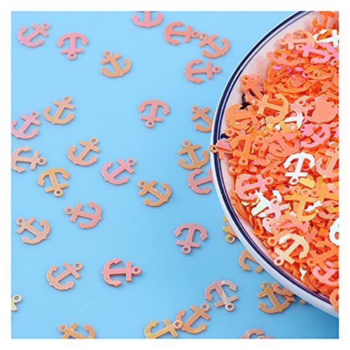 LZTDSBX Glitzernde Pailletten in großen Mengen, 10 g/Los 8 mm Ankerform PVC Lose Pailletten Pailletten Nähen Handwerk Glitzer Pailletten, Z719(Orange) von LZTDSBX