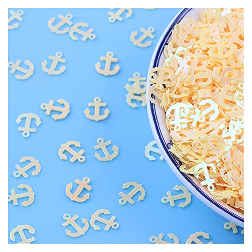 LZTDSBX Glitzernde Pailletten in großen Mengen, 10 g/Los 8 mm Ankerform PVC Lose Pailletten Pailletten Nähen Handwerk Glitzer Pailletten, Z719(Yellow) von LZTDSBX