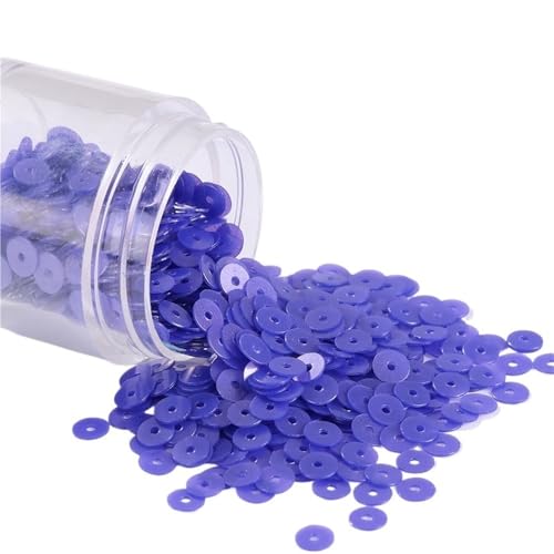 LZTDSBX Glitzernde Pailletten in großen Mengen, 10 g Matte, polierte PVC-Pailletten, 4 mm Flache, runde Mattierungspailletten(Matt Blue Purple) von LZTDSBX