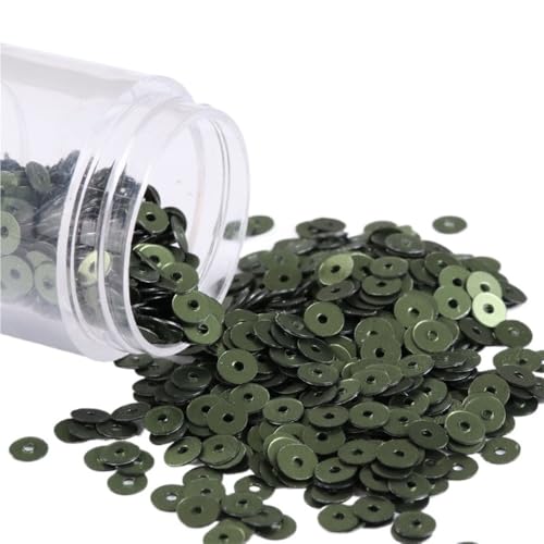 LZTDSBX Glitzernde Pailletten in großen Mengen, 10 g Matte, polierte PVC-Pailletten, 4 mm Flache, runde Mattierungspailletten(Matt Dark Green) von LZTDSBX