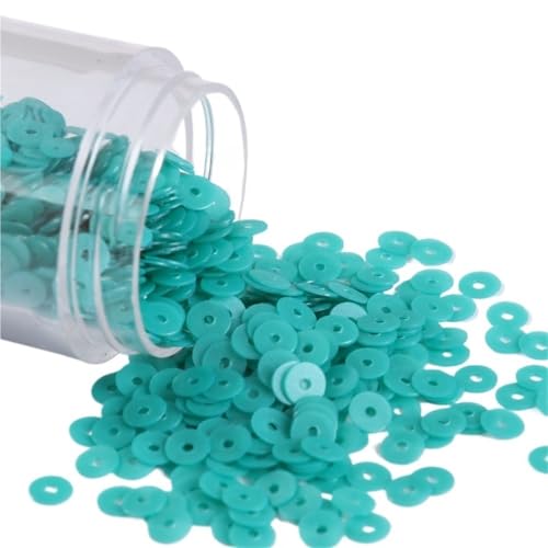LZTDSBX Glitzernde Pailletten in großen Mengen, 10 g Matte, polierte PVC-Pailletten, 4 mm Flache, runde Mattierungspailletten(Matt Turquoise) von LZTDSBX