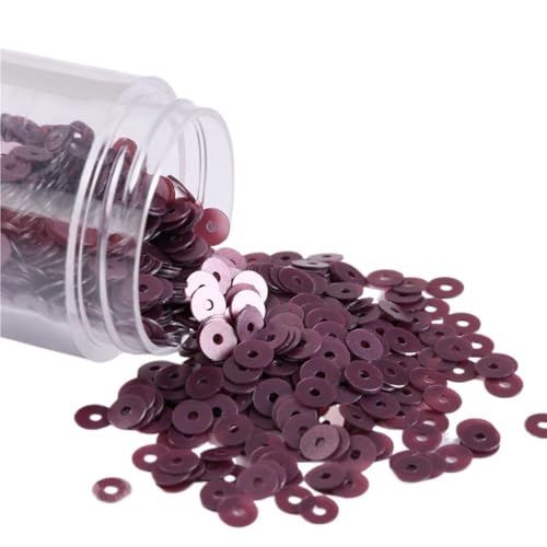 LZTDSBX Glitzernde Pailletten in großen Mengen, 10 g Matte, polierte PVC-Pailletten, 4 mm Flache, runde Mattierungspailletten(Matte Bean Purple) von LZTDSBX