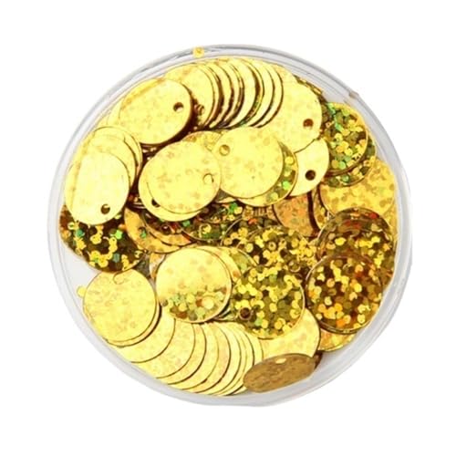 LZTDSBX Glitzernde Pailletten in großen Mengen, 10 g Pailletten for kreatives Basteln, 10–30 mm Flache, runde, lose PVC-Pailletten(Laser Gold,10mm) von LZTDSBX