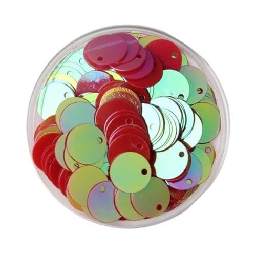 LZTDSBX Glitzernde Pailletten in großen Mengen, 10 g Pailletten for kreatives Basteln, 10–30 mm Flache, runde, lose PVC-Pailletten(Laser Red,15mm) von LZTDSBX