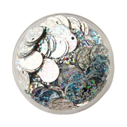 LZTDSBX Glitzernde Pailletten in großen Mengen, 10 g Pailletten for kreatives Basteln, 10–30 mm Flache, runde, lose PVC-Pailletten(Laser Silver,15mm) von LZTDSBX