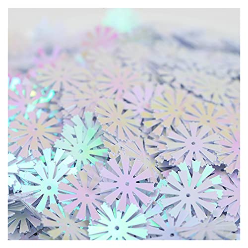 LZTDSBX Glitzernde Pailletten in großen Mengen, 10 gr/los 15mm Sunflower PVC Paillette Lose Pailletten(White) von LZTDSBX