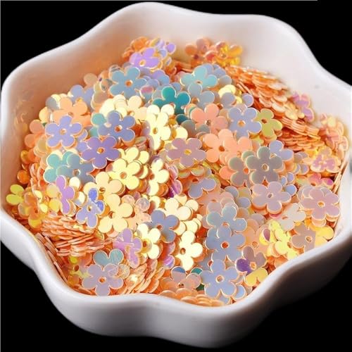 LZTDSBX Glitzernde Pailletten in großen Mengen, 20 g Pailletten for Hochzeitskleidung, Schmuck-Pailletten, 7 mm Flache PVC-Pailletten in Pflaumenblüte(Peach) von LZTDSBX