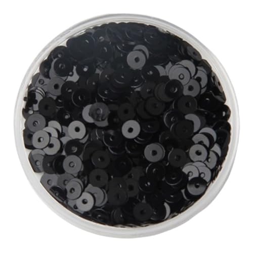 LZTDSBX Glitzernde Pailletten in großen Mengen, 3 mm, 4 mm, 5 mm, 6 mm, Flache, runde, lose PVC-Pailletten, blau-rosa, for Nähen, Basteln, 1 Beutel(Black,6mm) von LZTDSBX