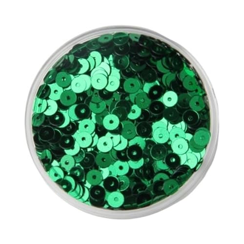 LZTDSBX Glitzernde Pailletten in großen Mengen, 3 mm, 4 mm, 5 mm, 6 mm, Flache, runde, lose PVC-Pailletten, blau-rosa, for Nähen, Basteln, 1 Beutel(Dark Green,4mm) von LZTDSBX