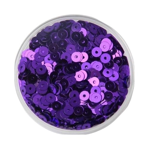 LZTDSBX Glitzernde Pailletten in großen Mengen, 3 mm, 4 mm, 5 mm, 6 mm, Flache, runde, lose PVC-Pailletten, blau-rosa, for Nähen, Basteln, 1 Beutel(Dark Purple,4mm) von LZTDSBX
