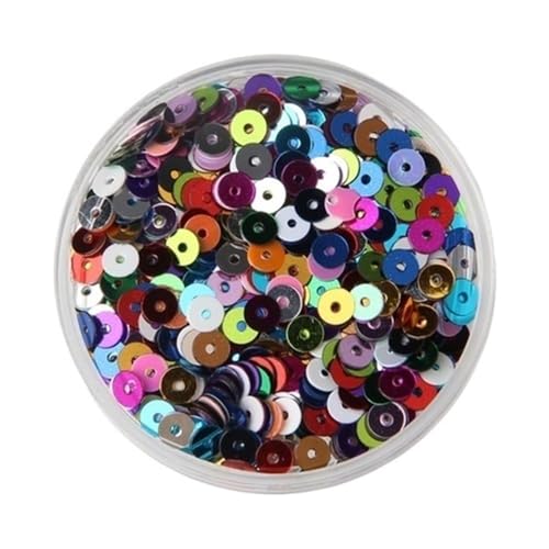 LZTDSBX Glitzernde Pailletten in großen Mengen, 3 mm, 4 mm, 5 mm, 6 mm, Flache, runde, lose PVC-Pailletten, blau-rosa, for Nähen, Basteln, 1 Beutel(Darkmagenta,5mm) von LZTDSBX