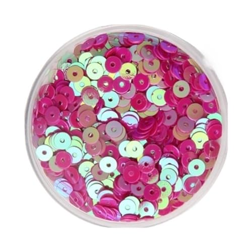 LZTDSBX Glitzernde Pailletten in großen Mengen, 3 mm, 4 mm, 5 mm, 6 mm, Flache, runde, lose PVC-Pailletten, blau-rosa, for Nähen, Basteln, 1 Beutel(Fuchsia,3mm) von LZTDSBX