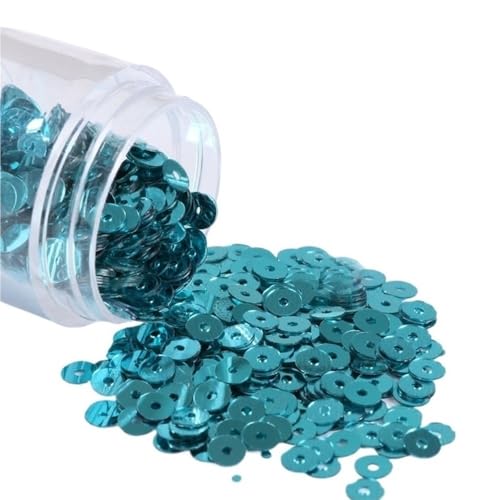 LZTDSBX Glitzernde Pailletten in großen Mengen, 3 mm, 4 mm, 5 mm, 6 mm, Flache, runde, lose PVC-Pailletten, blau-rosa, for Nähen, Basteln, 1 Beutel(Light Blue,6mm) von LZTDSBX