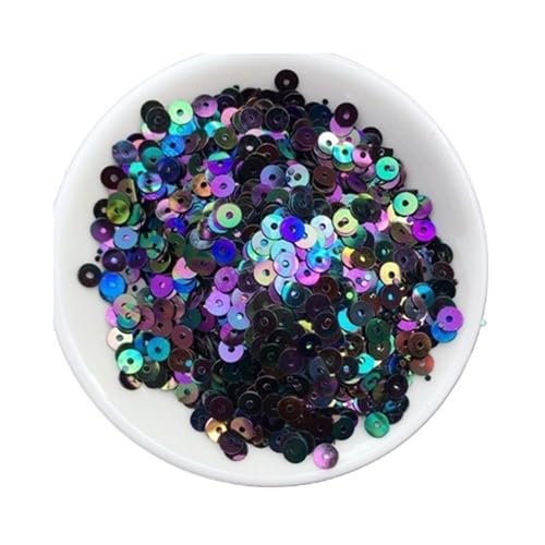 LZTDSBX Glitzernde Pailletten in großen Mengen, 3 mm, 4 mm, 5 mm, 6 mm, Flache, runde, lose PVC-Pailletten, blau-rosa, for Nähen, Basteln, 1 Beutel(Midnightblue,4mm) von LZTDSBX